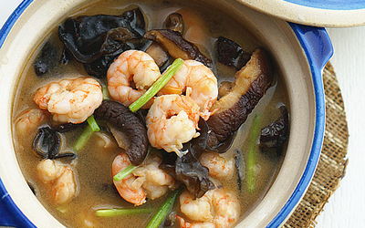 虾仁菌菇汤面